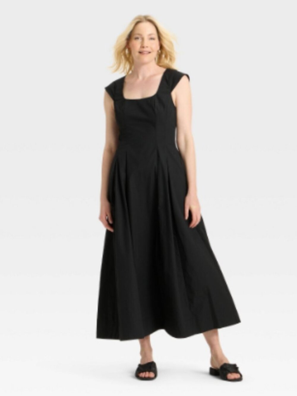Women's Poplin MIDI Dress - a New Day™ Black 6